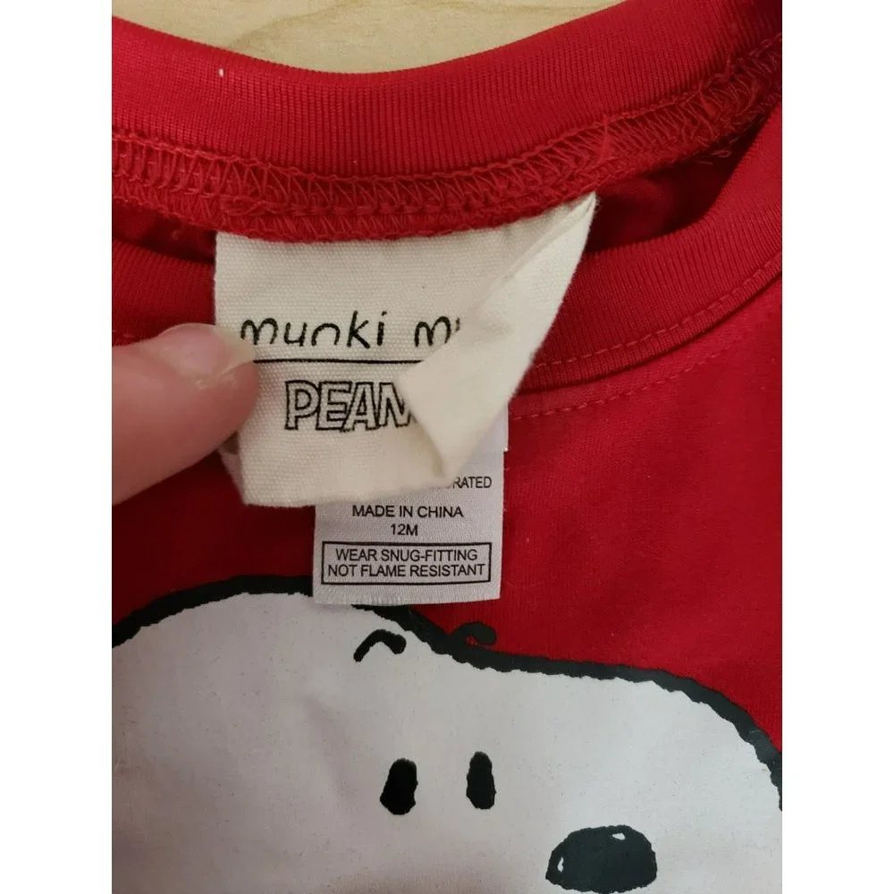 Munki Munki Pajamas Peanuts Snoopy Red‎ 2 Piece size 12 months  Pj's